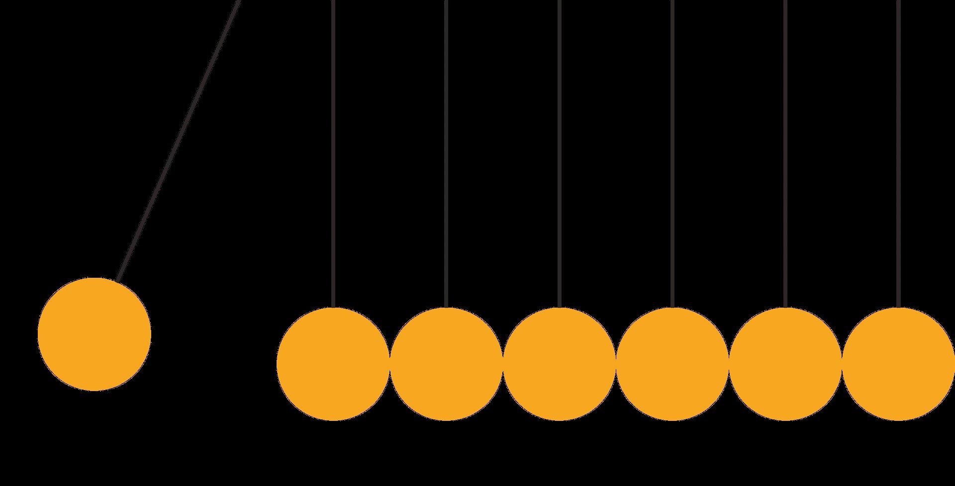 Seven orange circles in a row connected by thin vertical lines, with one orange circle offset to the upper left.